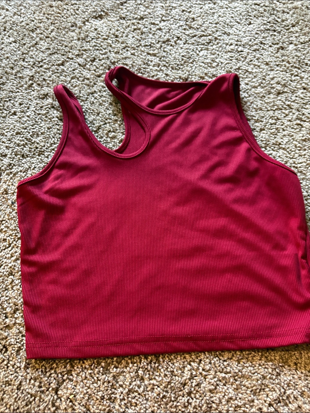 SHEIN Ribbed Tank Crop Top - Berry Red